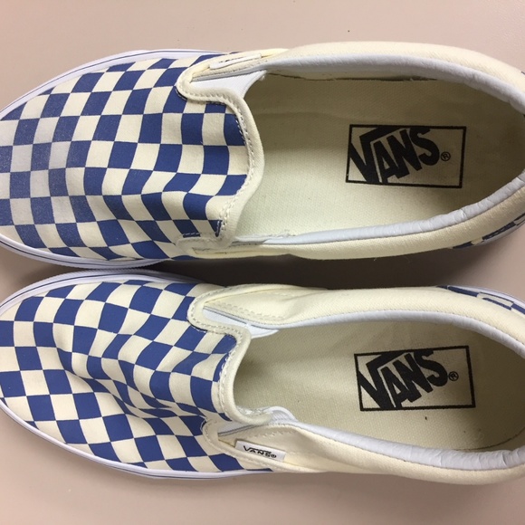 blue and white checkered vans